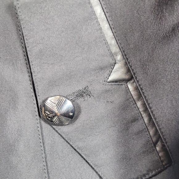 Sam Edelman Black Jacket Coat Long, Alligator Print Lining, Knit Collar, XS - Picture 5 of 15